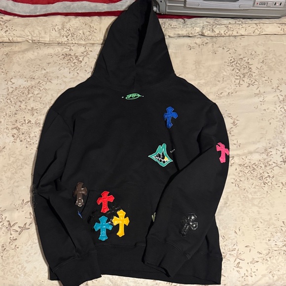 Chrome Hearts Other - Chrome Hearts Black Hoodie with Colorful Cross Patches